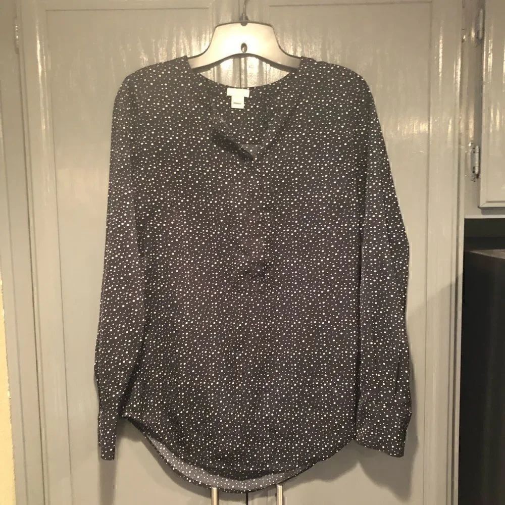 J. Crew Black and White Small Polka Dot Top